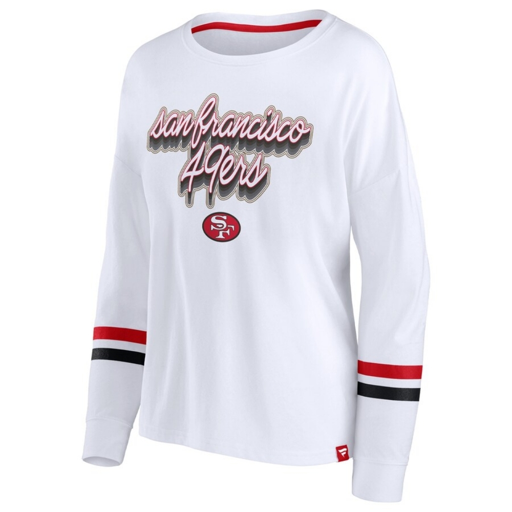 Women's Fanatics White San Francisco 49ers Retro Power Long Sleeve T-Shirt